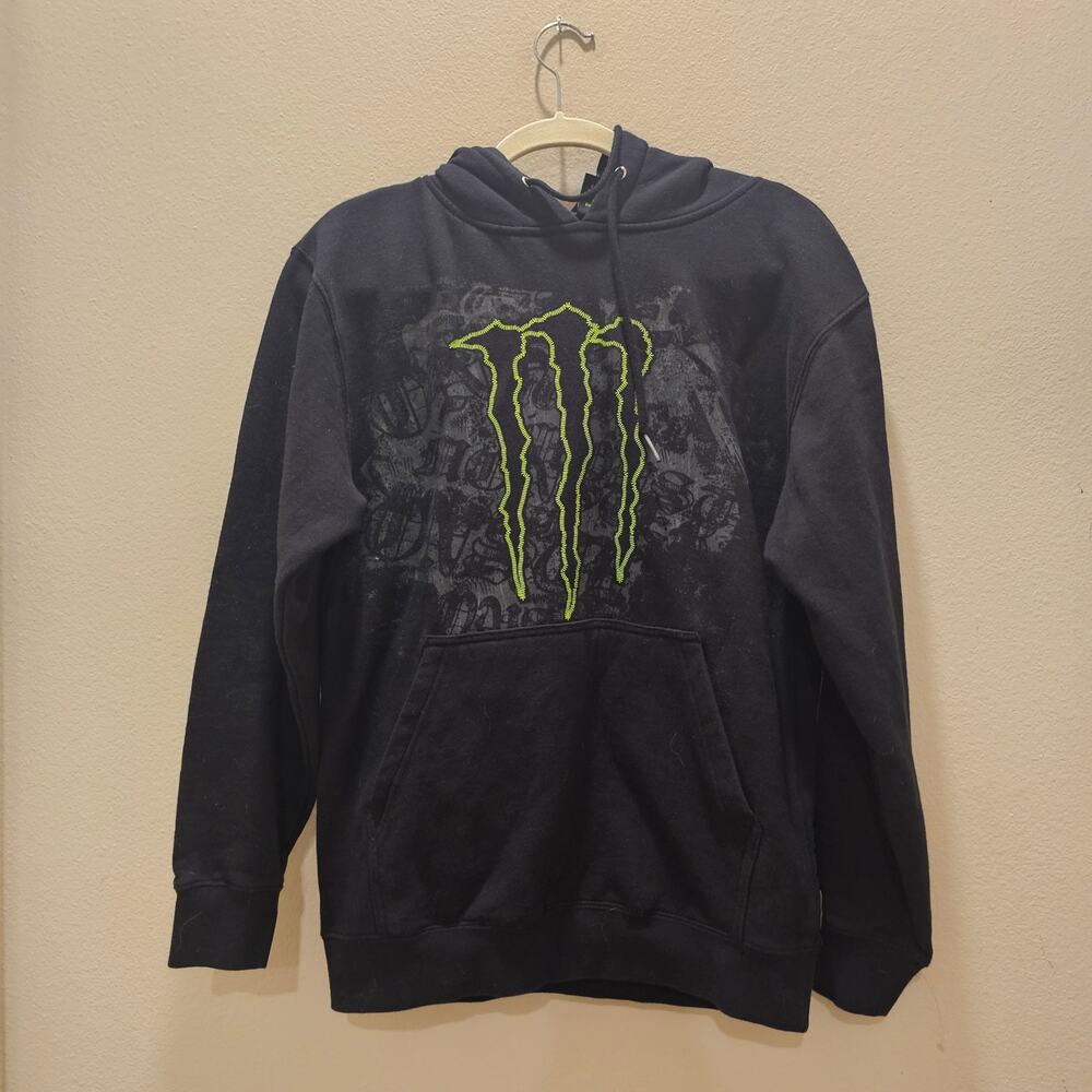 Y2K Black Monster Energy Pullover Hoodie Size Small